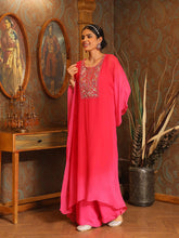 Sequin Embroidered Georgette Kaftan Kurta With Pants